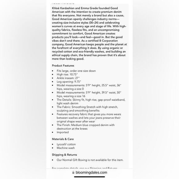 Good American Jeans Good Legs Crop Distressed Skinny Jeans Size 0/25 - Picture 13 of 13